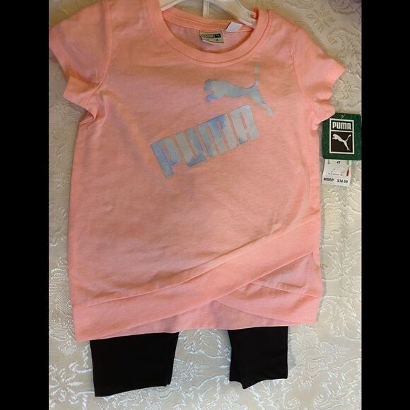 🎉Puma Little Girl 2 PC leggings set Orange 4T - Picture 10 of 10